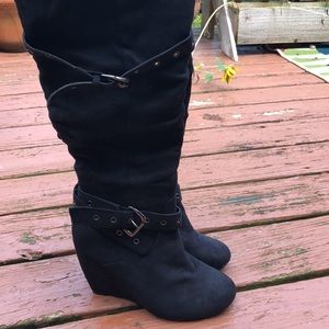 Knee high suede boots